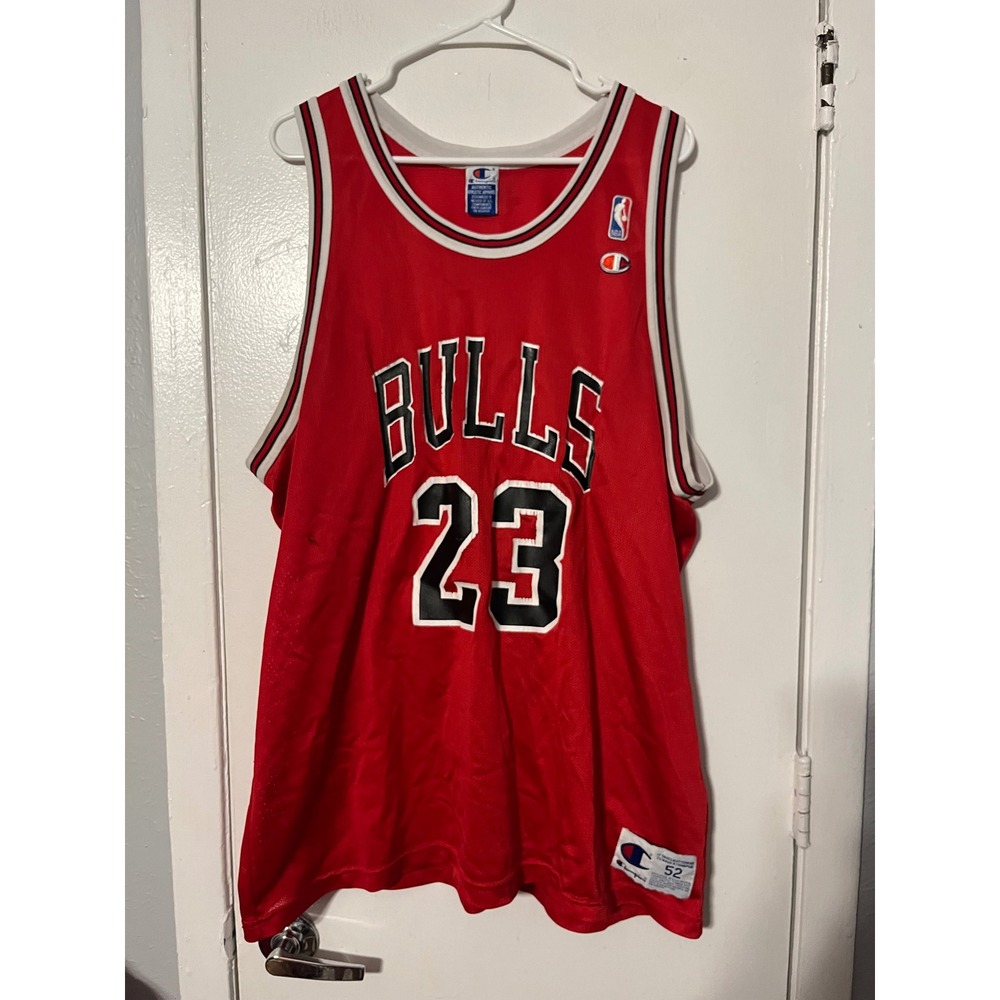 Vintage Champion Michael Jordan Chicago Bulls Jersey Red 23 Size 52 XL NBA 90s